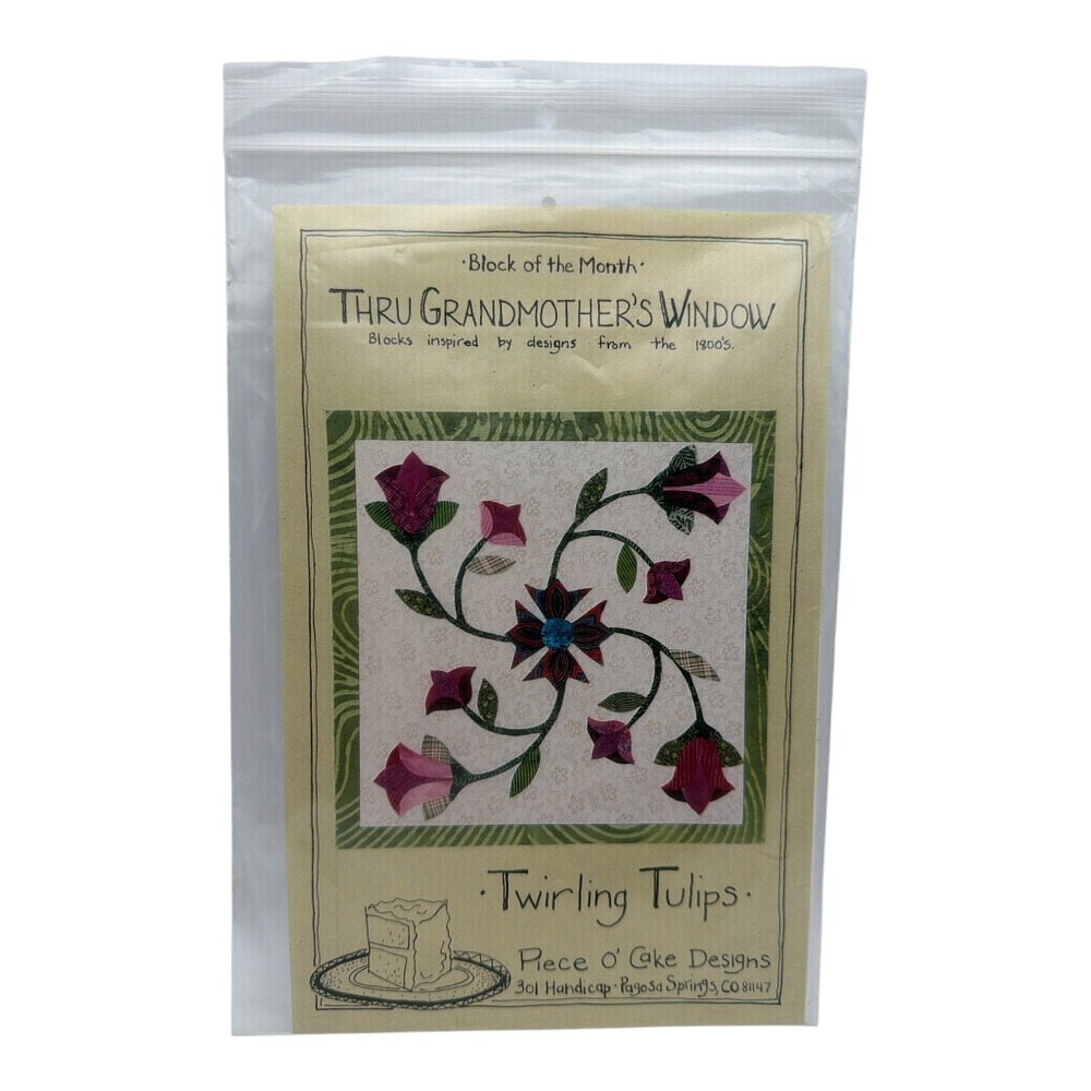 Thru Grandmother's Window quilt pattern Twirling Tulips Piece O' Cake Designs